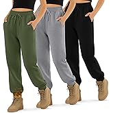 LessonZoo 3 Pack Girls' Sweatpants Active Fleece Soft Athletic Jogger Pants for Kids Youth with Pockets Drawstring