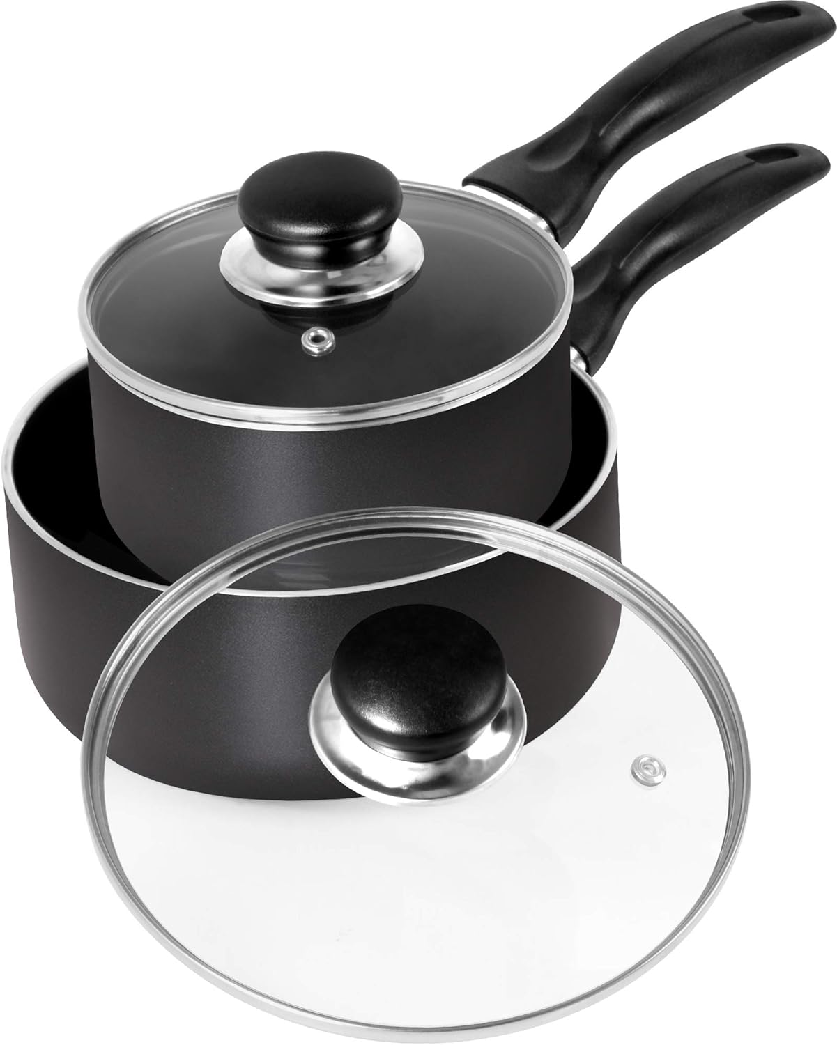 Nonstick Saucepan Set 1 Quart and 2 Quart Glass Lid Utopia Kitchen  eBay