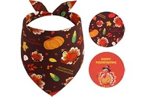 Gofshy Thanksgiving Dog Bandana XLarge 1PCS, Triangle Reversible Holiday Scarf for Boy and Girl, Fall Autumn Bibs Accessories for Large and Extra Large Dogs