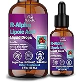 R Alpha Lipoic Acid 600mg Liquid Drops for Neuropathy, Advanced 11-in-1 Stabilized R-ALA Supplement w. Benfotiamine Acetyl L-Carnitine Vitamin C E for Antioxidant Nerve Brain Energy Health Non GMO