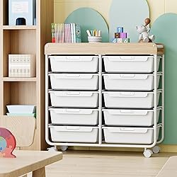 Rolling Storage Cart with 10 Large Drawers, Utility
