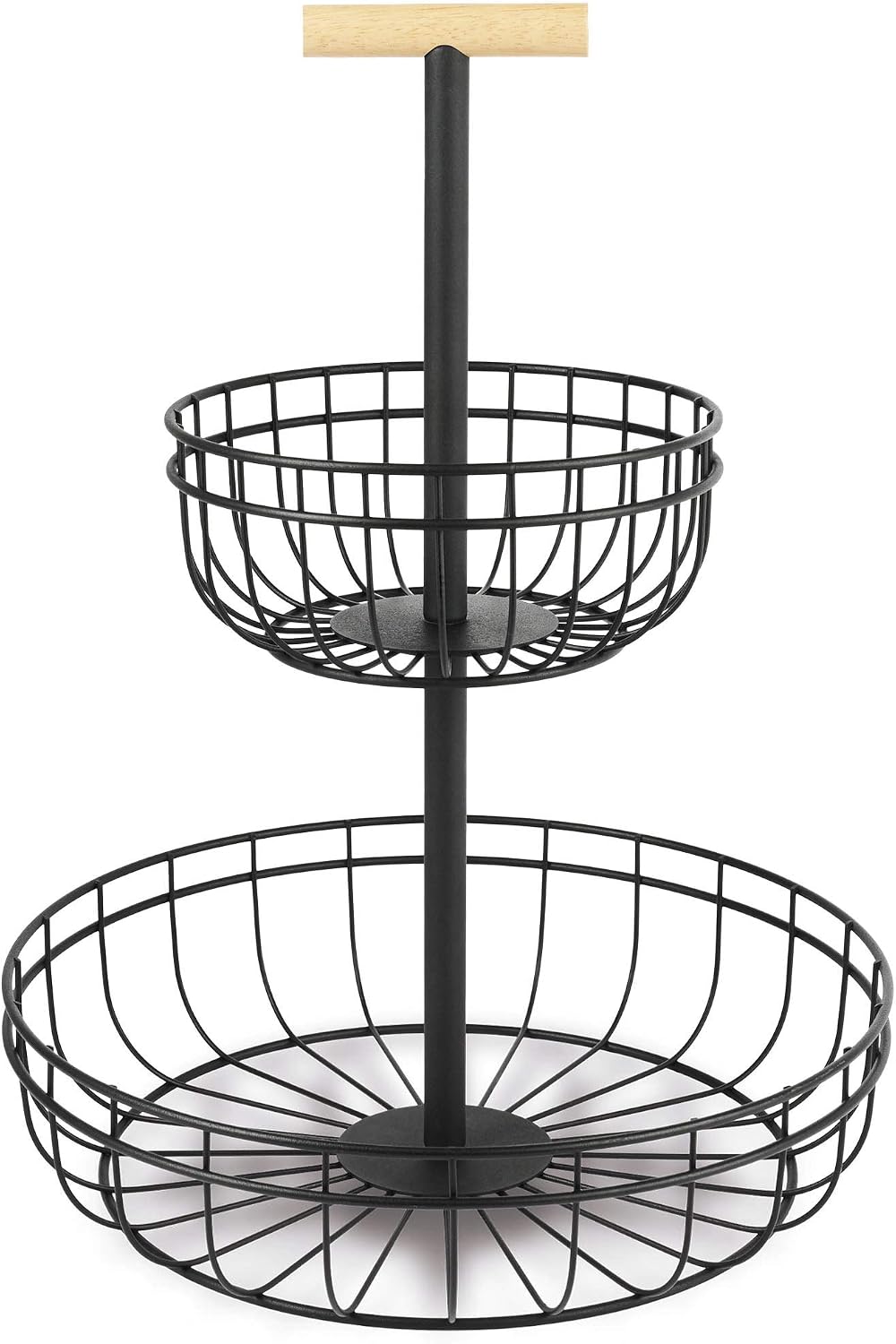 Lacor 61140 61140 Dual Rod Fruit Bowl, Iron, Steel, Mattschwarz