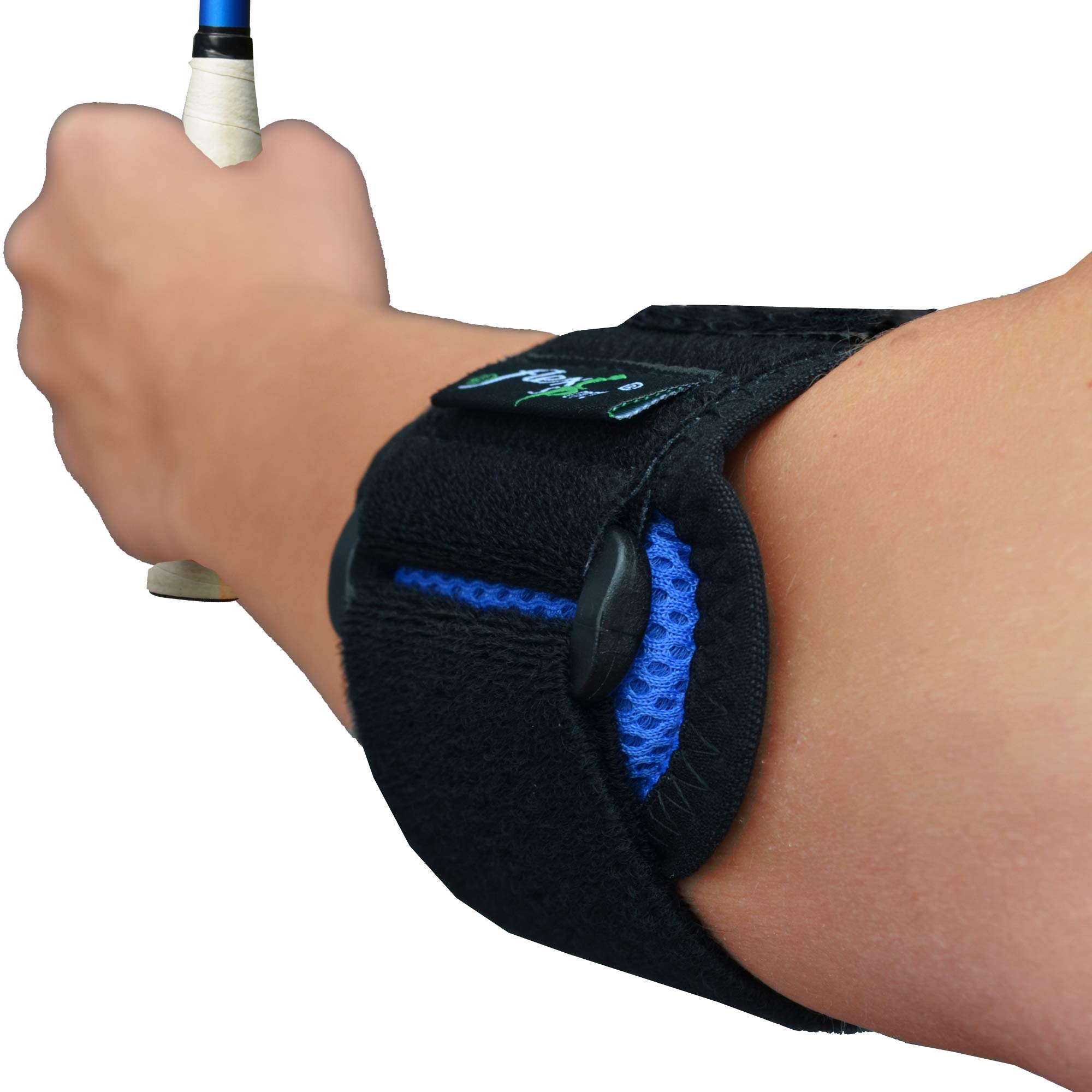 4DflexiSPORT Padel Tennis Elbow Strap (ROYAL BLUE) maximise forearm power and strength, improve match performance. Reversible to fit both arms, unisex.
