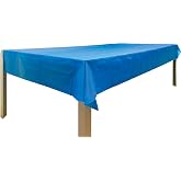 Disposable Plastic Table Covers, Blue, 54" x 108", Rectangular, Pack of 12 | Blue Rectangle Tablecloths for 6-8 Ft Tables, Waterproof Covers for Birthday, Baby Shower, Crafts &amp; Parties