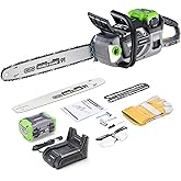 NovorikX 60V Brushless Cordless Chainsaw, 18"&16" Electric Chain Saw with 5.0Ah Battery & Charger, Automatic Oiler, Tool-Free Tension for Tree Trimming & Wood Cutting