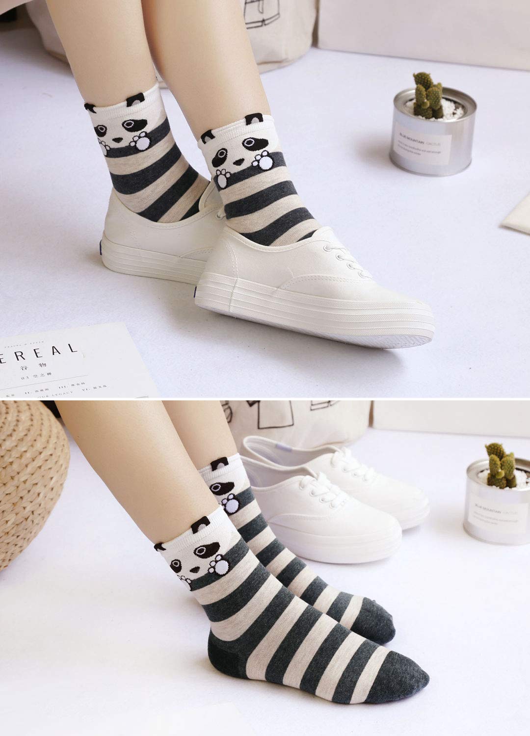 Women Fuzzy Socks Cotton Crazy Crew Funny Cute Novelty Animal Casual Ankle Christmas Socks for Girls Gift 5 Pairs