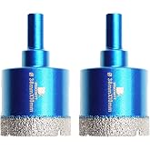 Dry Diamond Core Drill Bit Set,BRSCHNITT 2pcs/Pack 1 1/2 Inch (38mm) Diamond Hole Saw Core Drill Bit with Triangle Shank for Porcelain Tile Ceramic Stone Granite Marble
