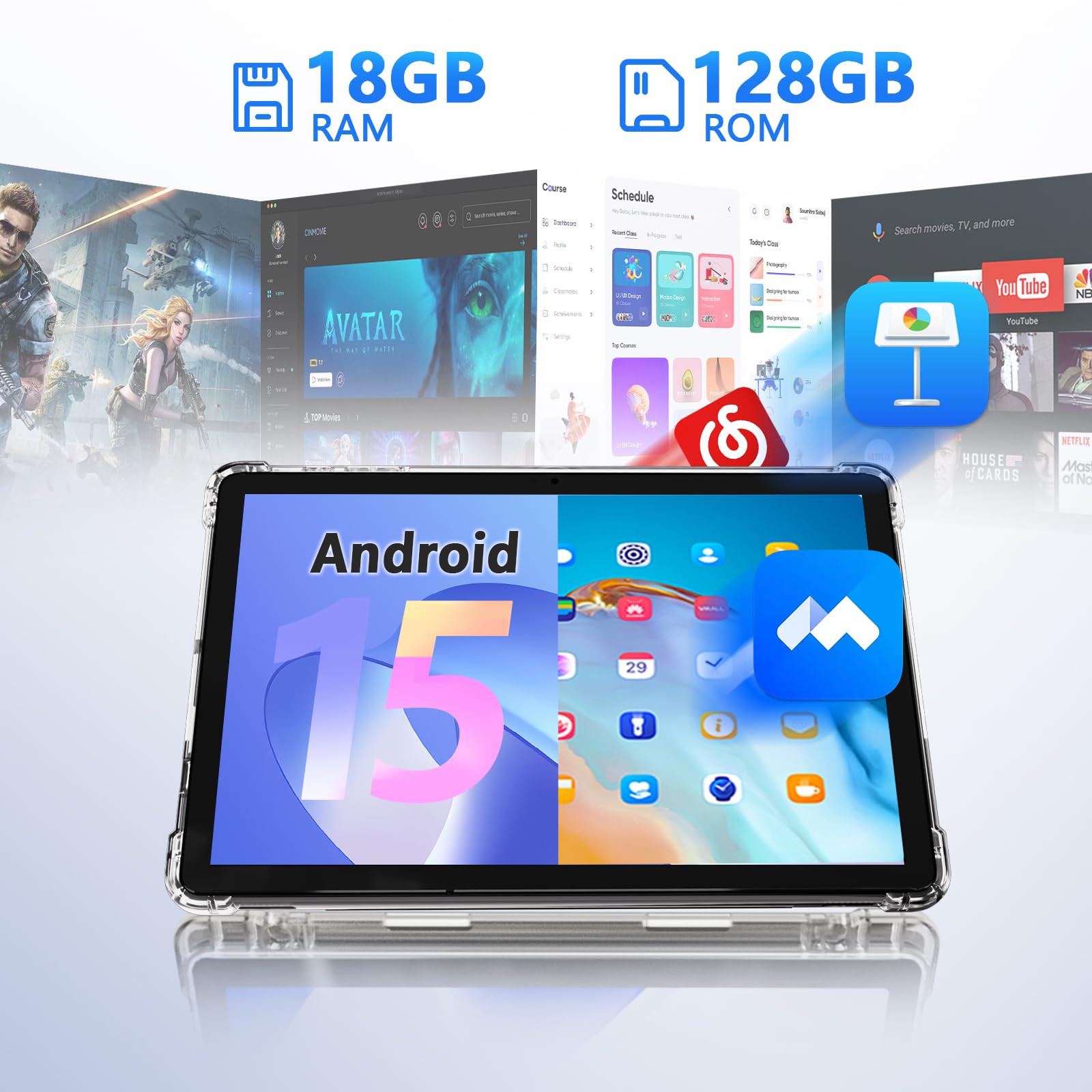 Mua 11 inch 2 in 1 Tablet, 18GB + 128GB, Android 15 Tablet, 1TB ...
