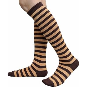 COUVER Women's Cotton Striped Knee High Socks - Fashion Tube Socks Long Stockings for Teens Adults, 1 Pair, Shoe Size 5-9.5