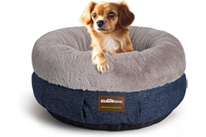 ClevaHome Cozy Cat Bed - Ultra-Soft Plush Pet Bed with Raised Sides and Anti-Slip Base, Comfortable Round Bed for Small Pets up to 11 lbs