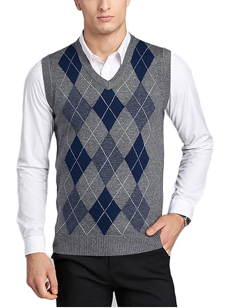Men S V Neck Argyle Pattern Sweater Vest Cardigan Knitted Men S V Neck Argyle Pattern Sweater Vest Cardigan Knitted