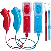 TechKen Motion Plus Wii Controllers 2Packs with Nunchucks, Wii Remote Controllers Compatible for wii and Wii U with Built in Motion Plus