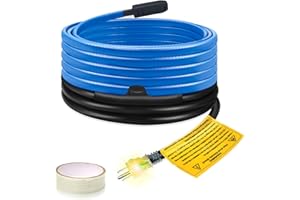 Self-Regulating Pipe Heating Cable for Pipe Frost Protection, Ci-Fotto 15FT Snow Deicing Heat Tape with Built-in Thermostat to Protect Water Pipes, Metal/Plastic House Pipes, Gutters, Troughs (7 W/ft)