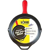 Lodge Pre-Seasoned Cast Iron Skillet with Silicone Handle Holder, 12 Inches | Non-Toxic &amp; Naturally Non-Stick Frying Pan with Silicone Hot Handle Holder, Pan is Safe for Oven &amp; Stovetop Use