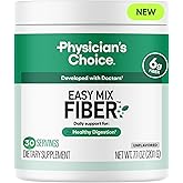 Physician's CHOICE Easy Mix Fiber for Digestive Health & Regularity - No Grit, Sugar Free, & Tasteless - Daily Prebiotic Soluble Fiber Powder Supplement for Women and Men - Unflavored - 7.1oz