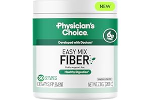 Physician's CHOICE Easy Mix Fiber for Digestive Health & Regularity - No Grit, Sugar Free, & Tasteless - Daily Prebiotic Soluble Fiber Powder Supplement for Women and Men - Unflavored - 7.1oz