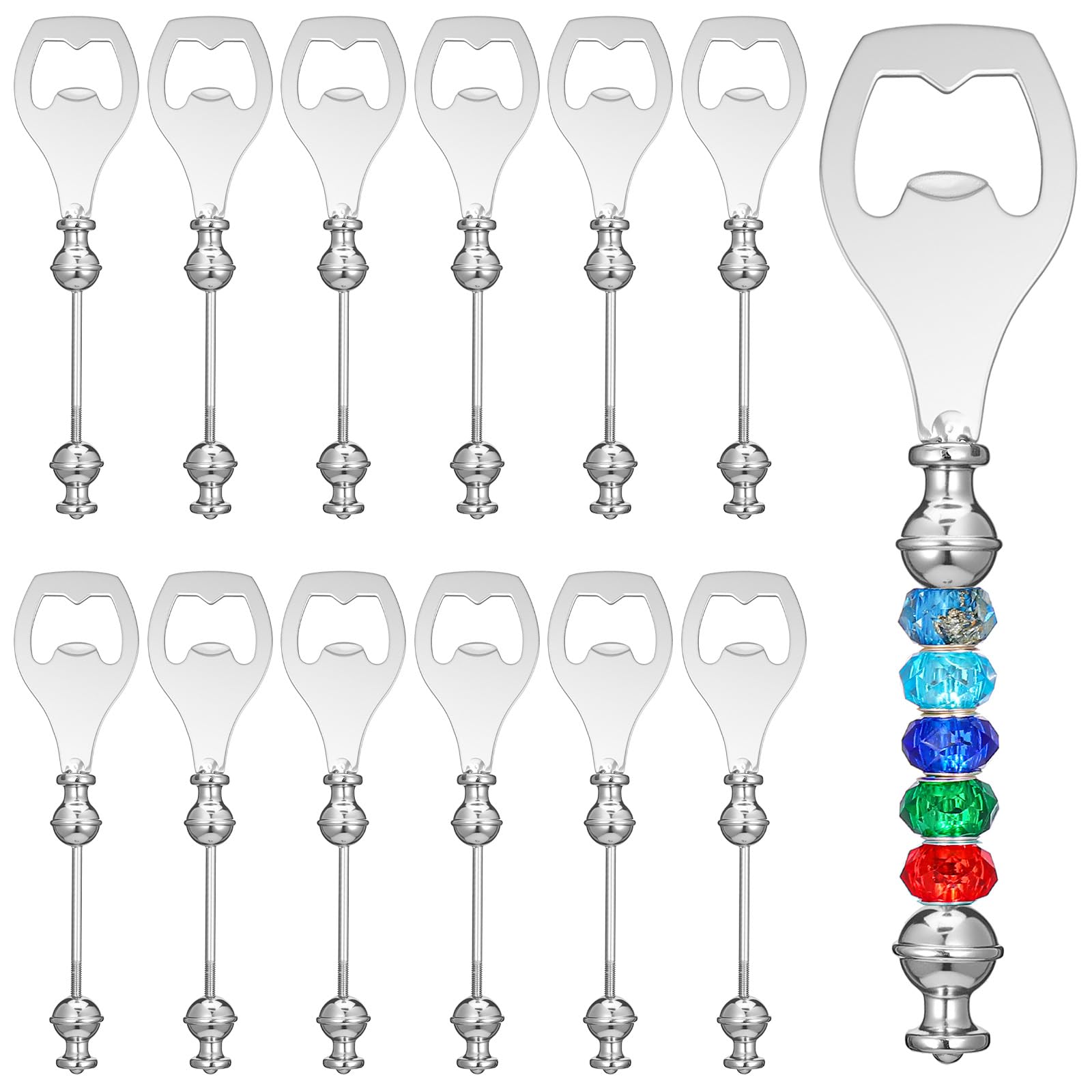 Photo 1 of 16 Pcs Beadable Beer Opener, Reusable Beer Bottle Opener Decorative for Bartenders, DIY Bead Bottle Openers for Summer Birthday Wedding Christmas Party Favor (Silver)