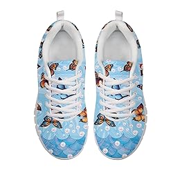Wanyint Butterfly Print Women Sneakers Blue Mermaid