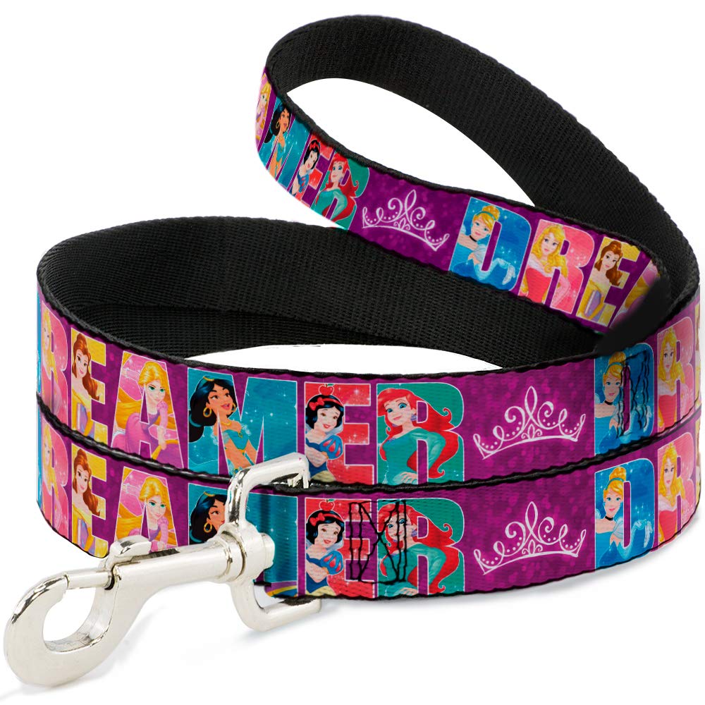 Buckle Down DL-6FT-WDY280-N Pet Leash-Disney DREAMER 7-Sparkling Princesses/Tiara Purple/White, 6' L-1/2 W