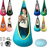 HiChrote Kids Pod Swing Seat, Max 300 Lbs, Child Sensory Swing Chair Indoor & Outdoor Therapy Hammock Chair with Hanger Kit for Calming, Effect for Autism, ADHD or SPD. (Teal)