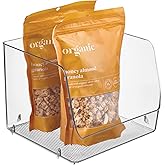 iDesign Linus Stacking Organizer Bins for Kitchen, Pantry, Office, Bathroom, Extra Large-Clear