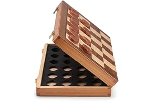 Wiweltty Magnetic Wooden Checker Set for Adults 15" Checkerboard with 24 Checker Pieces,Folding Portable Travel Checker Board