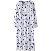 Keyocean Nightgowns for Women, Soft 100% Cotton Knit Nightgowns, Comfy Long-Sleeve Ladies Sleepwear Gown for Mom