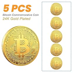 Naturiway 5Pcs Bitcoin Coin, Bitcoin Commemorative