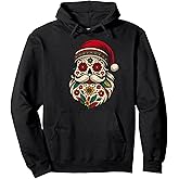 Cool Sugar Skull Santa Shirt Men, Mexican Santa Christmas Pullover Hoodie