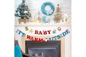 Sinasasspel Hawaii Christmas Party Decoration Baby It’s Warm Outside Banner July Christmas Banner Beach Christmas Decoration Tropical Coastal Beach Seashell Santa Decor Funny Xmas Party Supplies