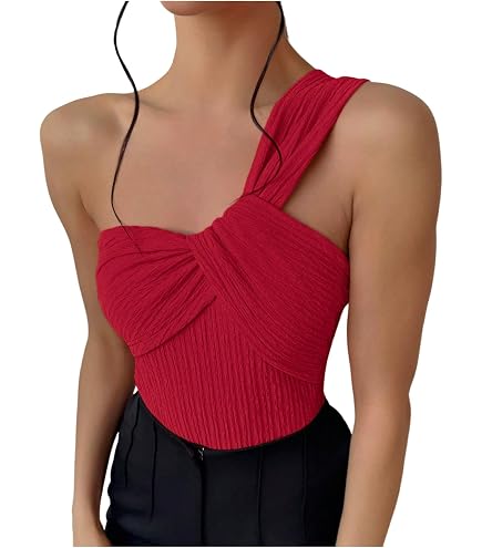 Amazon.com: GORGLITTER Women's Twist Front One Shoulder Bodysuit