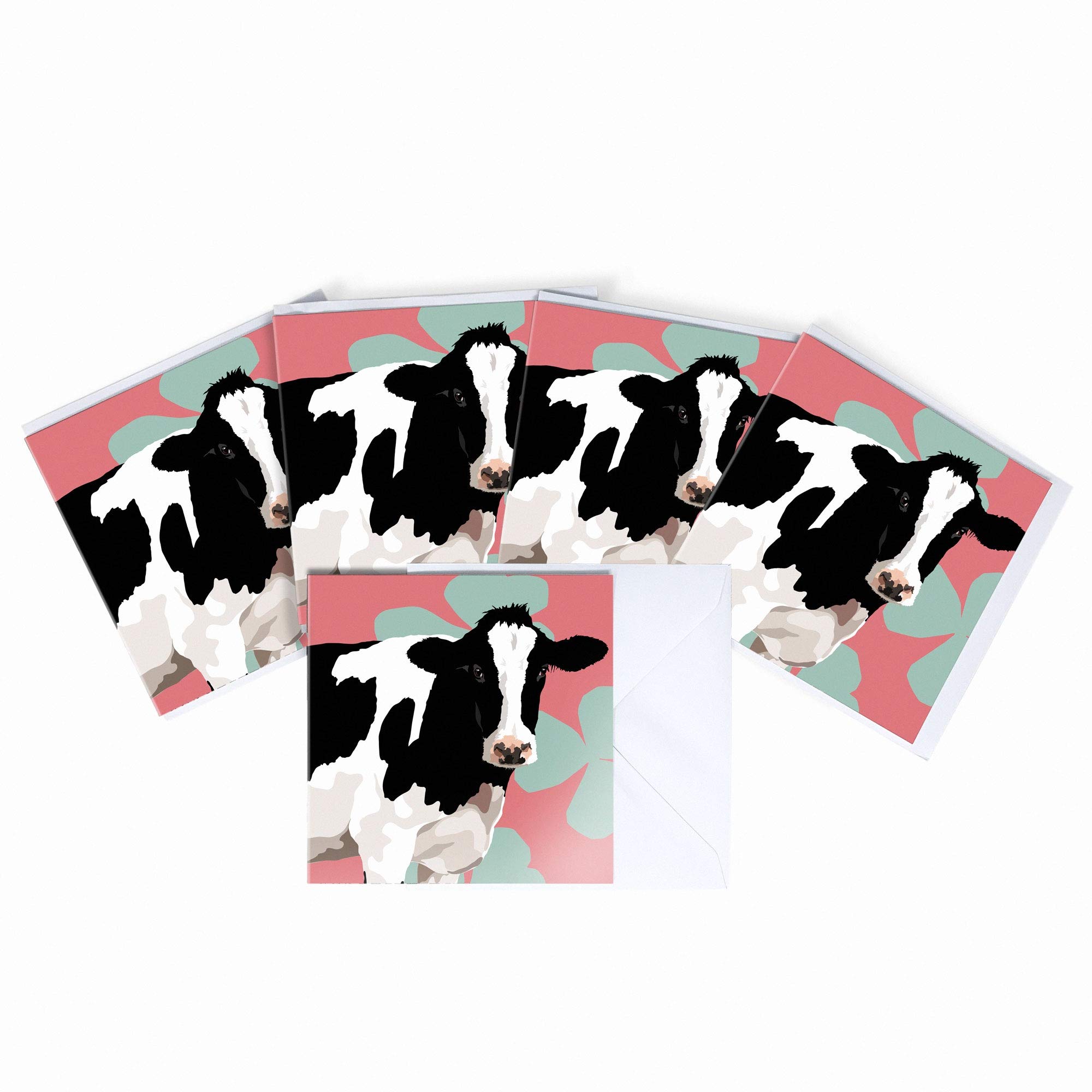 Leslie Gerry Cow Blank Greeting Card Pack of 5 Multipack