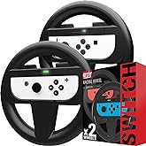 Orzly Steering Wheels for Nintendo Switch & OLED Joy-Cons, Racing Wheels for Mario Kart 8 Deluxe [Mariokart Switch Steering W