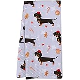 Yorhifa Christmas Dachshund Kitchen Towels, Wiener Dog Gifts Dish Towels Tea Towels for Kitchen, Dachshund Gifts for Women Dachshund Lovers, Dachshund Decor Hand Towels for Bathroom, 16x24 Inches