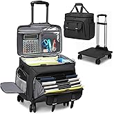 RUCYEN Rolling Teacher Tote Bag for Women Men,Large Tote Bag With Detachable Wheels Trolley,15.6 Inch Laptop Wheeled Teacher Bag for Work Office