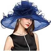 2025 Kentucky Derby Hat for Women Ladies, Organza Veil Feather Fascinator for Tea Party Church UV Protection Sun Hat