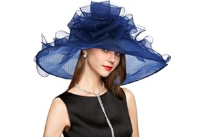 YIDINGCO 2025 Kentucky Derby Hat for Women Ladies, Organza Veil Feather Fascinator for Tea Party Church UV Protection Sun Hat