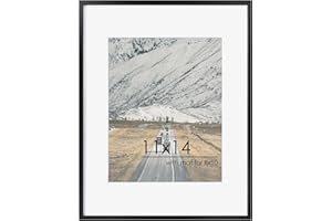 FLYJOE 11x14 Metal Picture Frame With Mat For 8x10 | Aluminum Frame With Plexiglass And Hanging Hardware Included | Black