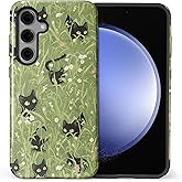 ilikediy for Samsung Galaxy S24 Plus Case,HL2 Grass Cat Hybrid 2 Layer Hard Shell Silicone Protective Pattern Design Case