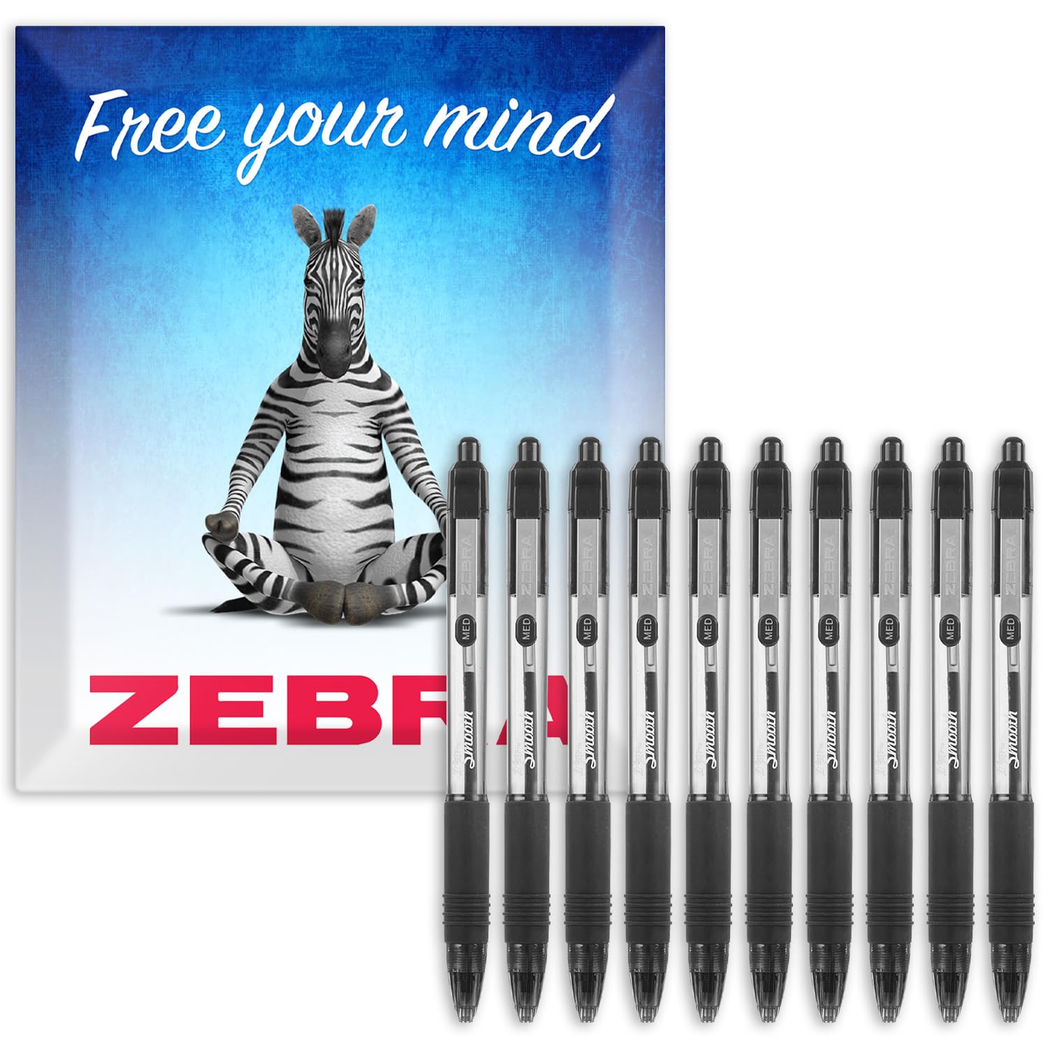 Zebra Z-Grip Smooth Ballpoint Pen - 1.0mm - Pack of 10 - in Zebra Envelope Gift Packaging (Black) — image 1