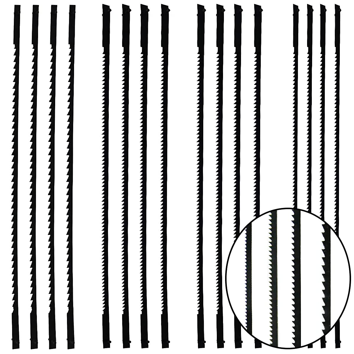 Scroll Saw Blades Pinned AOBETAK 16pcs 10/15/ 18/24 Tooth 130mm 5 Inch Fret Saw Coping Saw Blades For Woodworking Small Workshops Sawing Wood/Plastic/Foam/Soft Metals
