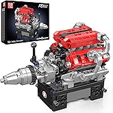Mould King 10204 V8 Engine Building Blocks Sets, V8 Engine Model kit That Run, Build Your Own STEM Model Engine, 8-Cylinder F