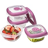 Small Plastic Food Storage Containers With Lids Airtight, 5 Oz Snack / Fruit Lunch Box For Kids, Meal Prep To Go, Fridge Storage Containers, Easy Open Lids, Dishwasher Safe, BPA Free, 5 Oz - Set of 4