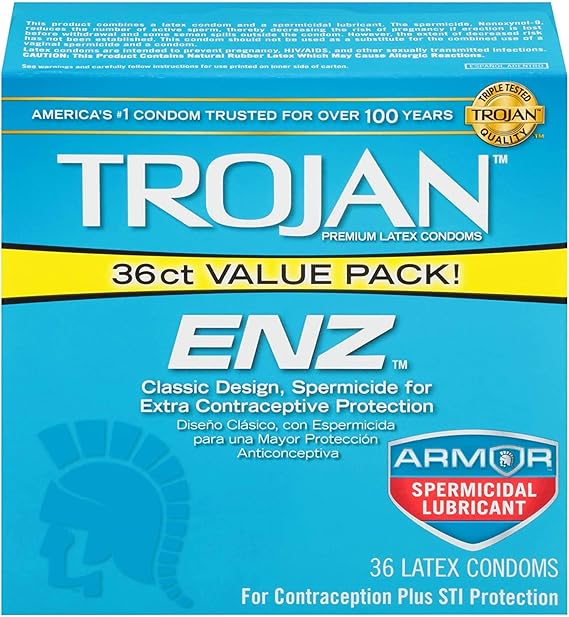 Trojan ENZ Condom ENZ Spermicidal Health & Personal Care