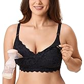 MOMANDA Women's Pumping Bra Hands Free Lace Nursing Bras for Maternity Breast Breastfeeding Cute Support