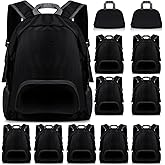Dunzy 12 Pcs 20l Foldable Backpacks Bulk Lightweight Basic Back Pack Wholesale for Homeless Donation Corporate Events Travel Camping (Black)
