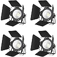 BETOPPER White Stage Par Lights w/Barndoor Professional 100W COB Spotlight Bright DJ Light Strobe Lighting for Church,Parties,Wedding,Therter,Live Events,Stage etc.（4）