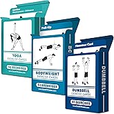 3 Pack - Dumbbell, Bodyweight & Yoga Pose Exercise Cards - Fitness Workout Playing Cards