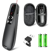 Presentation Clicker with Case, Wireless Presenter Remote &amp; Red Laser | 2‑in‑1 USB/Type C Receiver, Slideshow Google Slide Advancer, Computer PowerPoint PPT Clicker for Mac/Windows Laptop