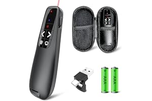 UBUYONE Presentation Clicker with Case Storage: Wireless Presenter Remote: Red Laser Pointer Computer Clickers, USB C PowerPoint PPT Clicker for Mac Laptop, Slideshow Google Slide Advancer